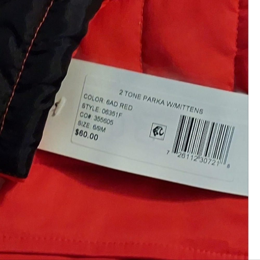 NWT Rothschild 2 Tone Parka with Mittens ~6-9M - Picture 6 of 6